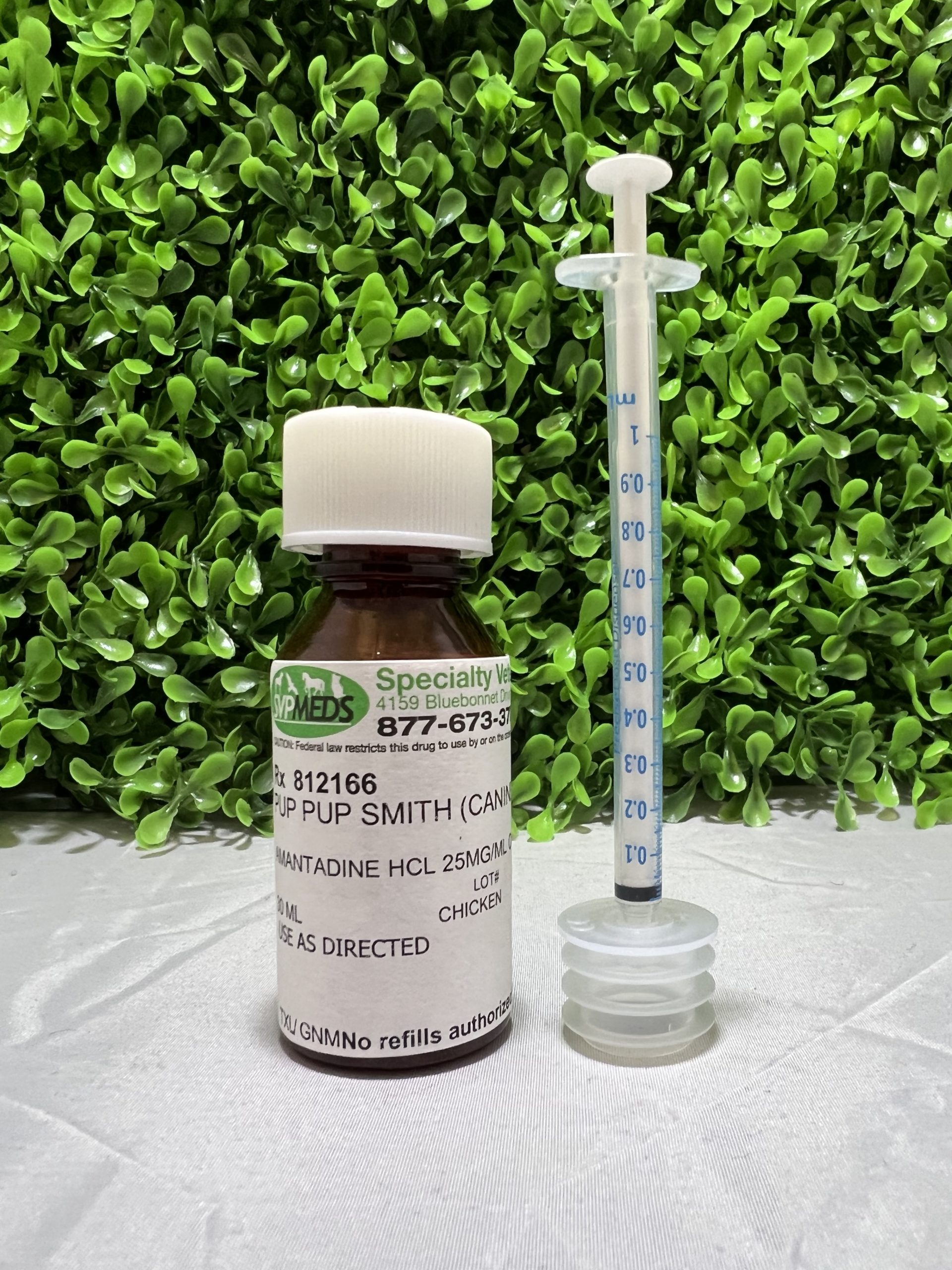 Amantadine HCl Oral Liquid compounded for dogs and cats.