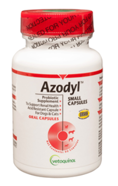 Azodyl Probiotic Supplement capsule prescribed for dogs and cats.