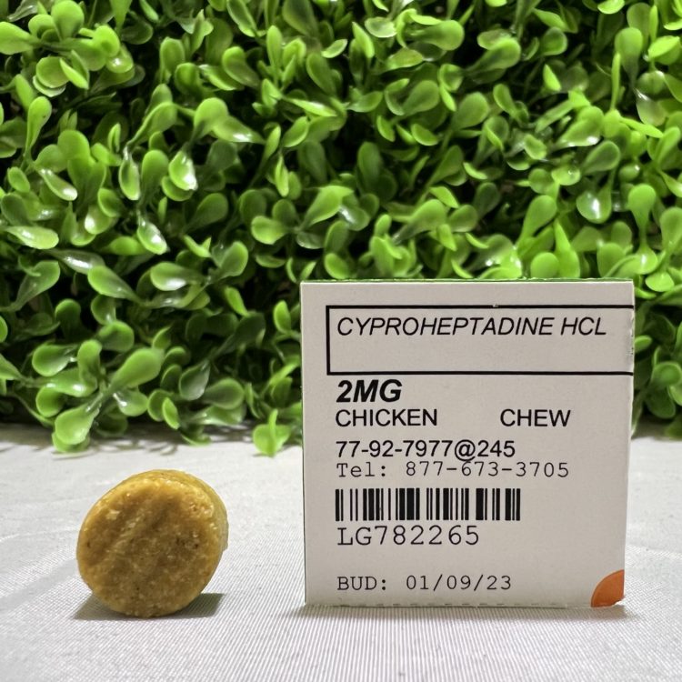 Cyproheptadine Chewable compounded for dogs and cats.