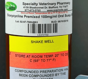Doxycycline ANHYDROUS Oral Liquid compounded for dogs and cats